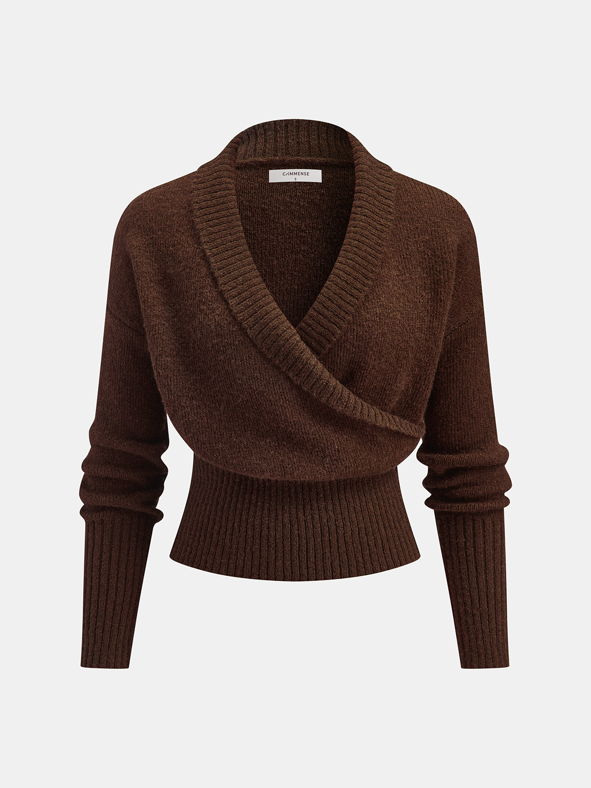 Wool Blend Wrap V-Neck Sweater