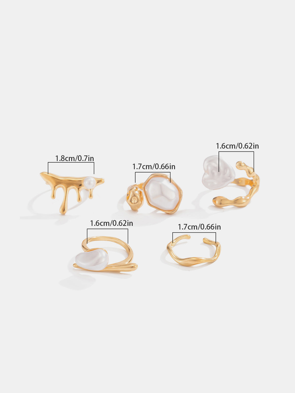 5pcs Golden Irregular Pearl Ring Set