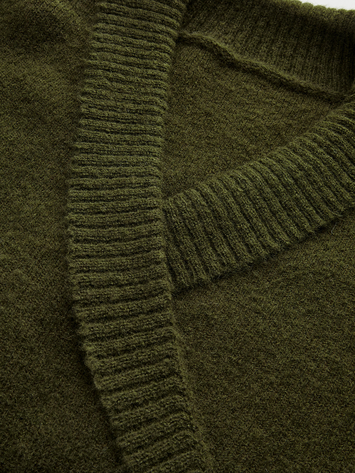 Wool Blend Wrap V-Neck Sweater