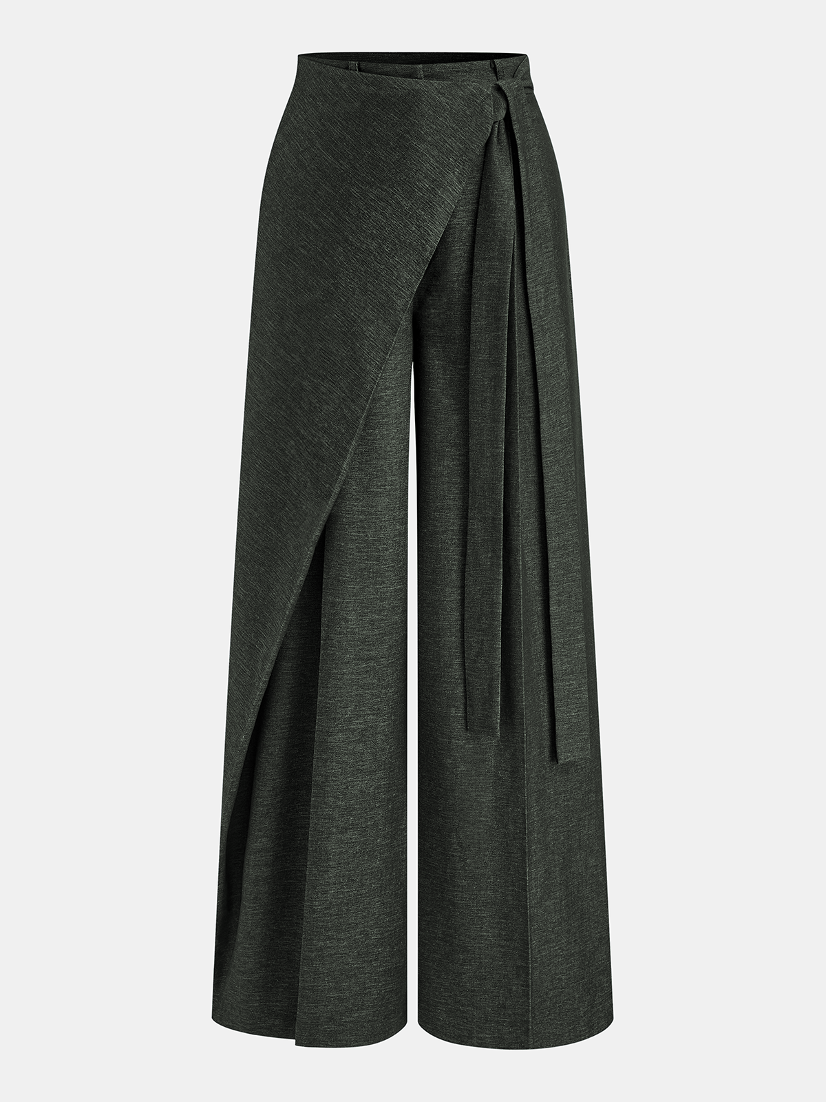 Asymmetric Wrap Wide-Leg Pants