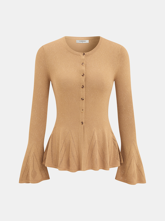 Bell Sleeve Peplum Sparkle Knit Cardigan